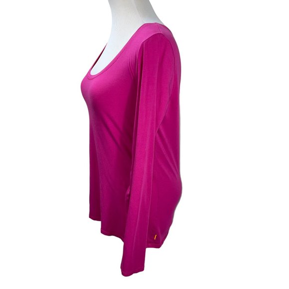 Lucy Pink Solid Pima Cotton Trapeze Long Sleeve Knit Top Workout T-Shirt Tunic - Picture 6 of 10